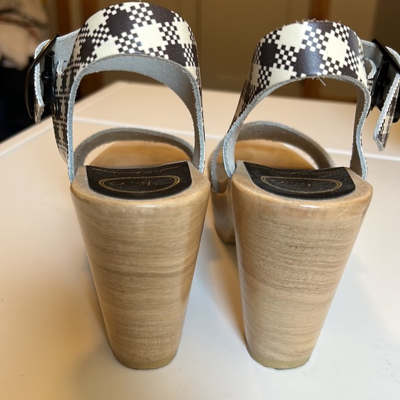 No. 6 Two Strap Clog on Platform in brown plaid - Picture 4 of 6